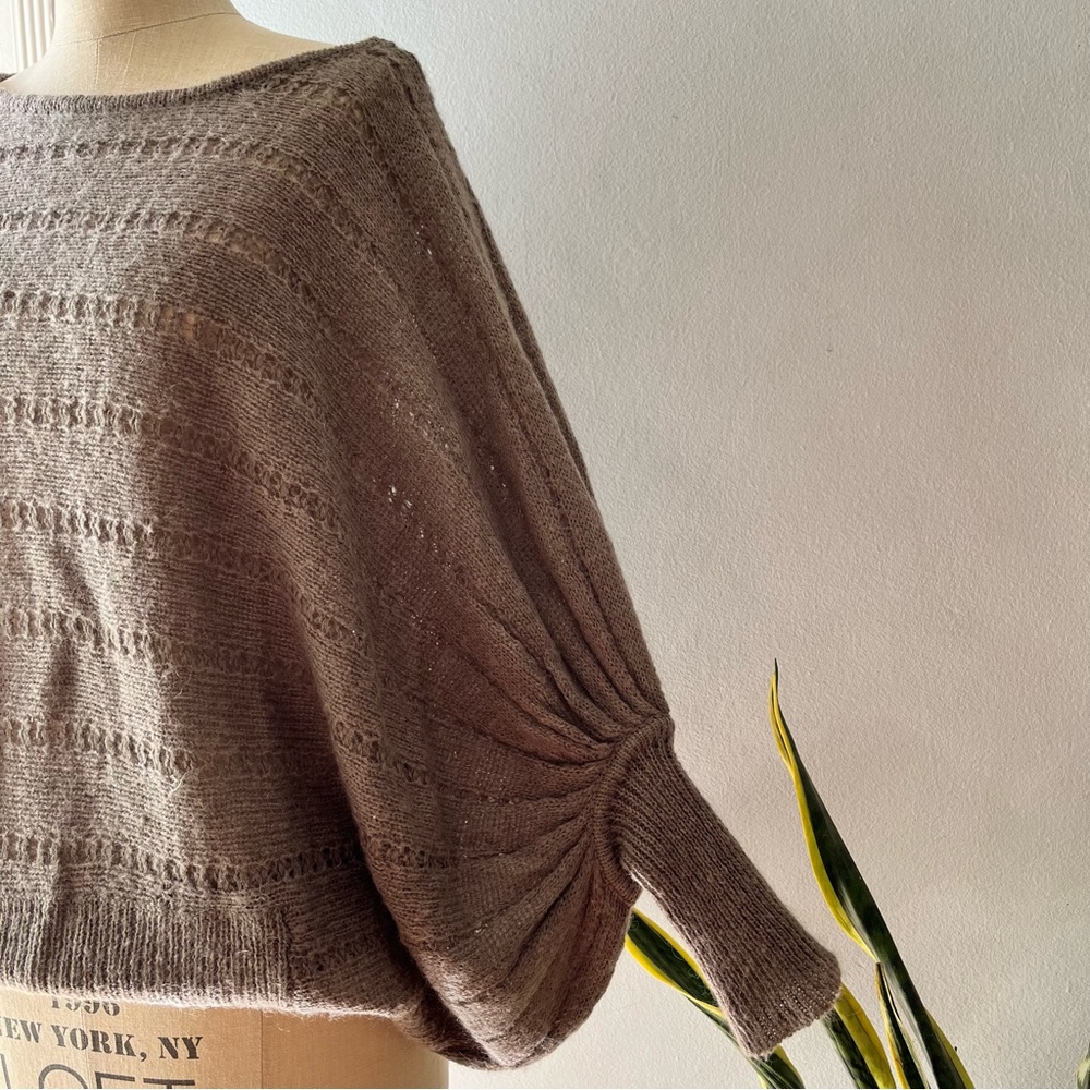 Love Stitch• Batwing Long Cuff Pointelle Sweater•Size Small